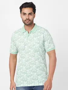 ColorPlus Floral Printed Polo Collar Cotton T-shirt