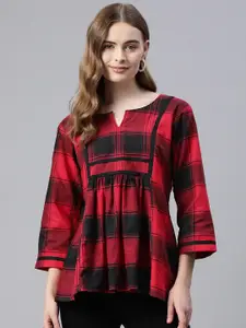 One Femme Checked Cotton Top