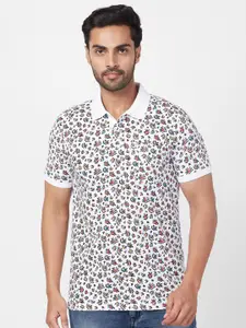 Parx Floral Printed Polo Collar Cotton T-shirt