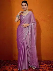 Anouk Embellished Beads and Stones Organza Saree
