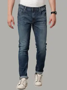 Voi Jeans Men Mid-Rise Comfort Skinny Fit Light Fade Stretchable Jeans