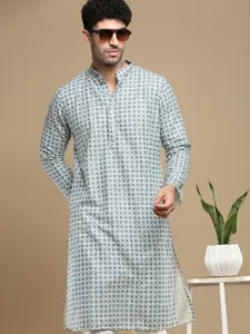 Anouk Geometric Printed Thread Work Kurta
