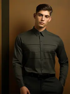 HE SPOKE Men Smart Tailored Fit Spread Collar Cotton Twill Formal Shirt