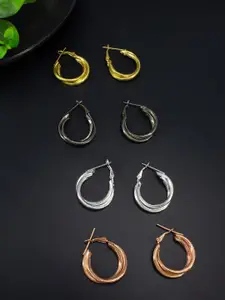 PRIVIU Set Of 4 Contemporary Hoop Earrings