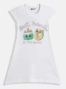 Eteenz Girls Premium Cotton Typography Printed A-Line Dress