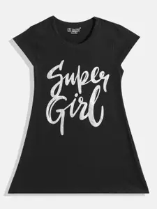Eteenz Girls Premium Cotton Typography Printed A-Line Dress
