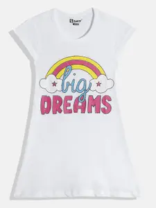 Eteenz Girls Premium Cotton Typography Printed A-Line Dress