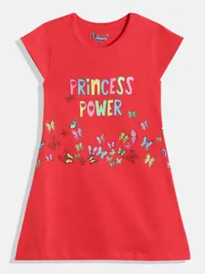 Eteenz Girls Premium Cotton Typography Printed A-Line Dress