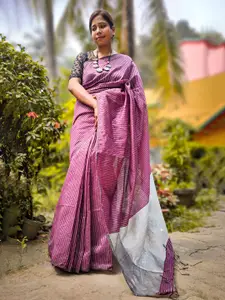 SPAL FASHION Striped Silk Cotton Maheshwari Saree
