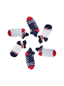 INCLUD Boys Pack Of 3 Patterned  Pure Cotton Ankle Length Socks