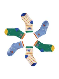 INCLUD Boys Pack Of 3 Patterned Pure Cotton Ankle Length Socks