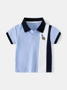 StyleCast Boys Blue Colourblocked Polo Collar Pure Cotton T-shirt