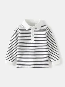 StyleCast Boys White Striped Polo Collar T-shirt