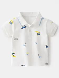 StyleCast Boys White Polo Collar Pure Cotton T-shirt