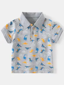 StyleCast Boys Floral Printed Polo Collar T-shirt