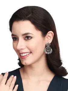 Anvik Silver-Plated Oxidised Contemporary Chandbalis