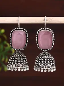 Anvik Silver-Plated Oxidised Contemporary Jhumkas
