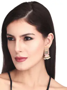 Anvik Gold-Plated Stoned Studded & Beaded Enamelled Geometric Jhumkas