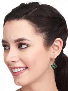 Anvik Silver-Plated Oxidised Contemporary Drop Earrings