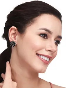 Anvik Silver-Plated Oxidised Contemporary Drop Earrings