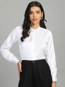 FITHUB Mandarin Collar Satin Formal Shirt