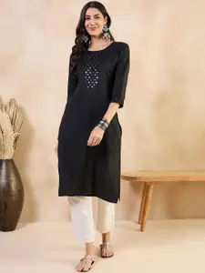 Anouk Mirror Work Cotton A-Line Kurta