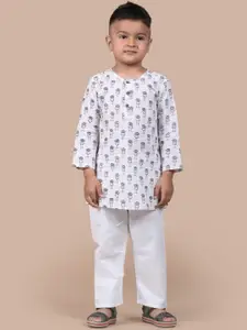 BAESD Boys Abstract Printed Pure Cotton Straight Kurta With Pyjamas