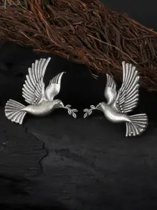 Adwitiya Collection Silver-Plated Contemporary Studs Earrings