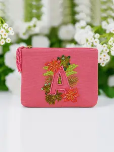 Accessorize Women Floral Embroidered A Initial Zip Around Wallet