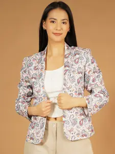 Talethread Printed Pure Cotton Single-Breasted Casual Blazer