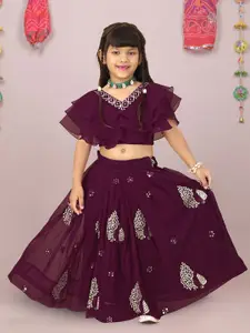 BAESD Girls Embroidered Thread Work Ready to Wear Lehenga & Blouse