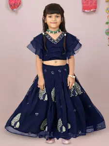 BAESD Girls Embroidered Thread Work Ready to Wear Lehenga & Blouse
