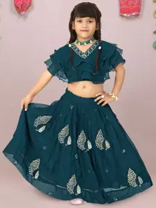 BAESD Girls Embroidered Thread Work Ready to Wear Lehenga & Blouse