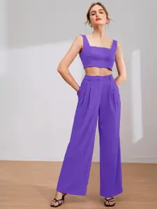 Kotty Square Neck Sleeveless Crop Top & Trousers