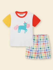 INCLUD Boys Printed Round Neck T-shirt With Shorts