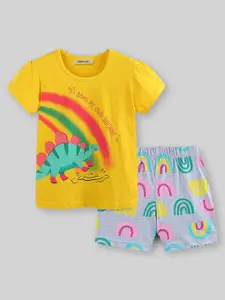 INCLUD Girls Printed T-shirt with Shorts