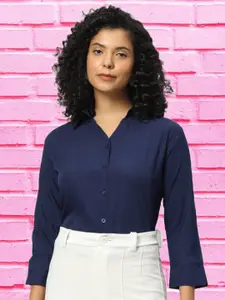 Funday Fashion Spread Collar Crepe Casual Shirt