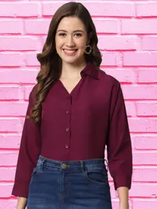 Funday Fashion Spread Collar Crepe Casual Shirt