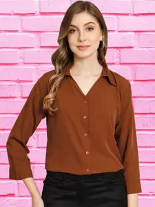 Funday Fashion Spread Collar Crepe Casual Shirt