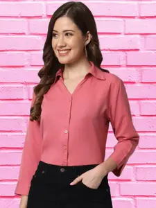 Funday Fashion Spread Collar Crepe Casual Shirt