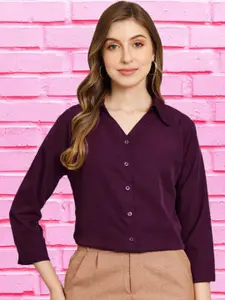 Funday Fashion Spread Collar Crepe Casual Shirt