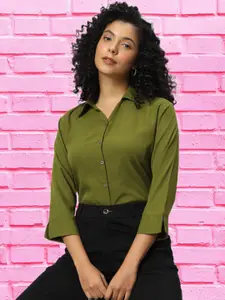 Funday Fashion Spread Collar Crepe Casual Shirt