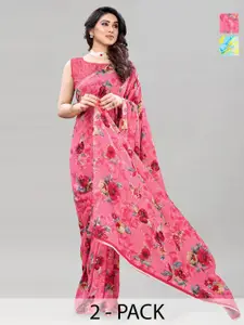 MS RETAIL Floral Poly Georgette Saree