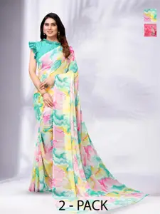 MS RETAIL Floral Poly Georgette Saree