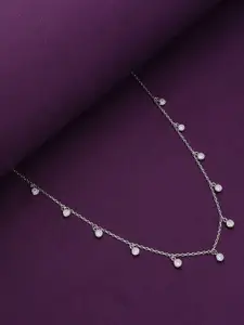 KAI JEWEL Sterling Silver Rhodium-Plated Cubic Zirconia Studded Necklace