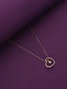 KAI JEWEL Sterling Silver Rose Gold-Plated Cubic Zirconia Studded Necklace