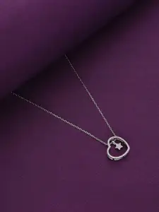 KAI JEWEL Sterling Silver Rhodium-Plated Cubic Zirconia Studded Necklace