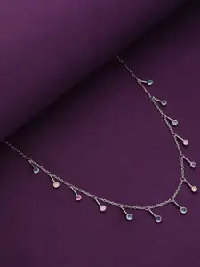 KAI JEWEL Sterling Silver Rhodium-Plated Zircon Studded Necklace