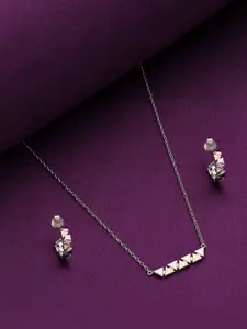 KAI JEWEL 9.25 Sterling Silver Rhodium-Plated Necklace and Earrings Set