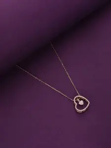 KAI JEWEL Sterling Silver Rose Gold-Plated Cubic Zirconia Studded Necklace